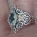 Rare BARBARA BIXBY -STERLING & 18 KT. GREEN QUARTZ TOPAZ STONE& WHITE TOPAZ RING