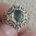 Rare BARBARA BIXBY -STERLING & 18 KT. GREEN QUARTZ TOPAZ STONE& WHITE TOPAZ RING