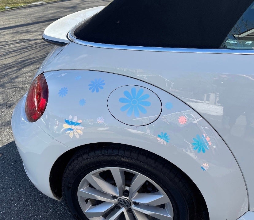 daisy holographic decals set of 11 stickers vinyl hippie flower car van bike lap