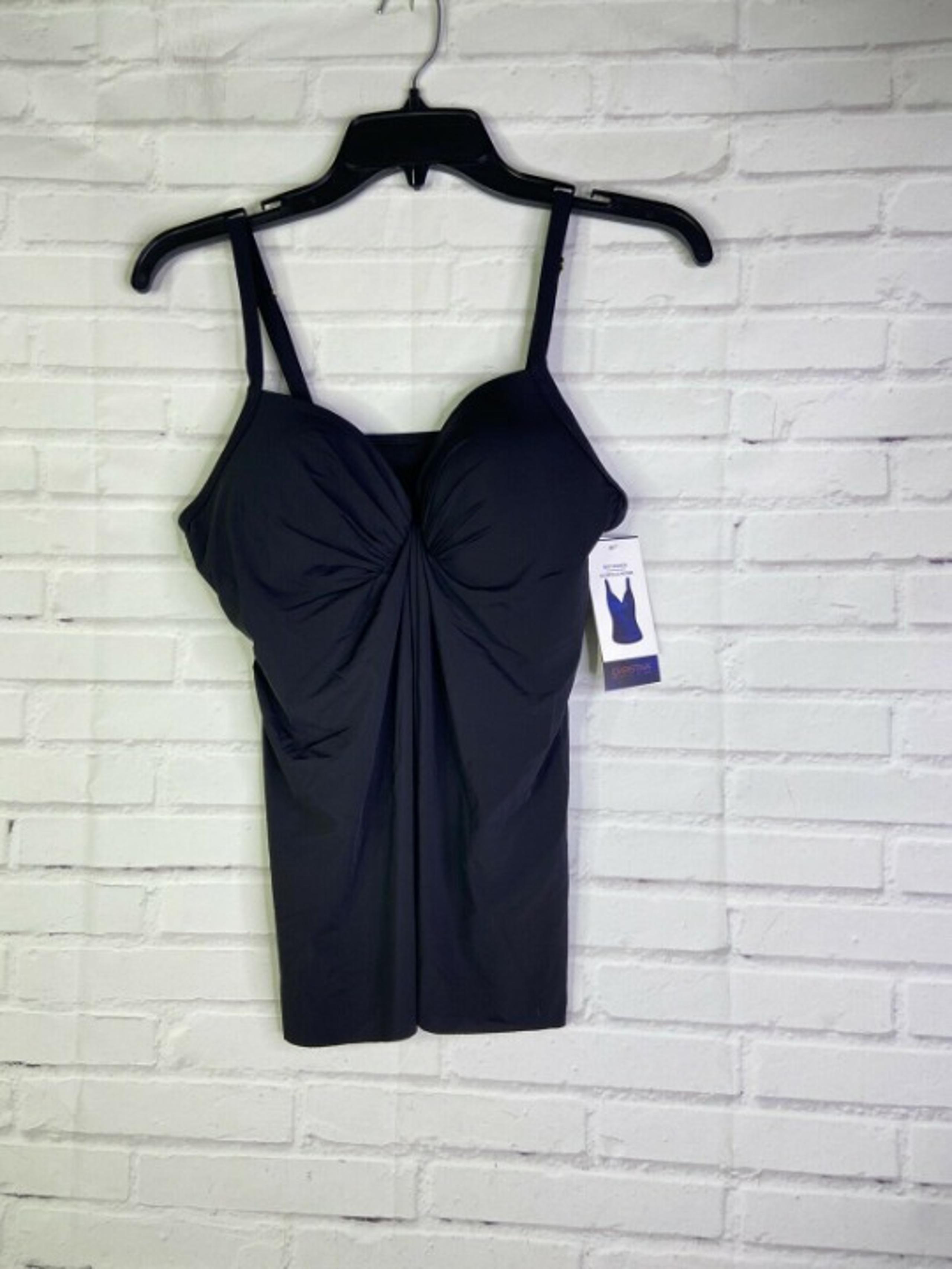 Christina Swimwear Bust Enhancer Tankini Swim Tank Top Black Women's Size 8