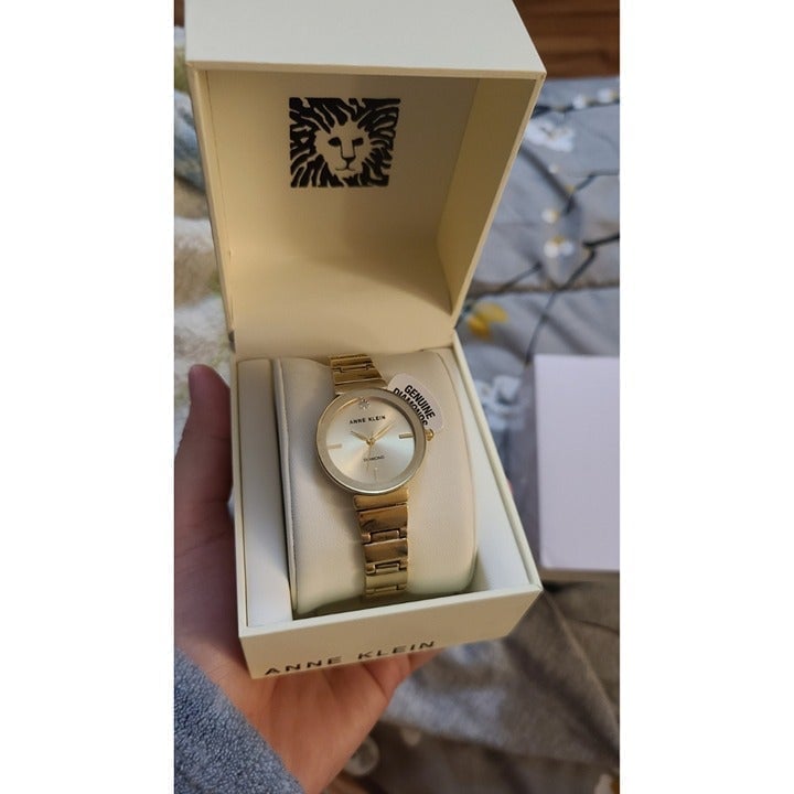 Anne Klein Women's Genuine Diamond Dial Bracelet Watch Gold