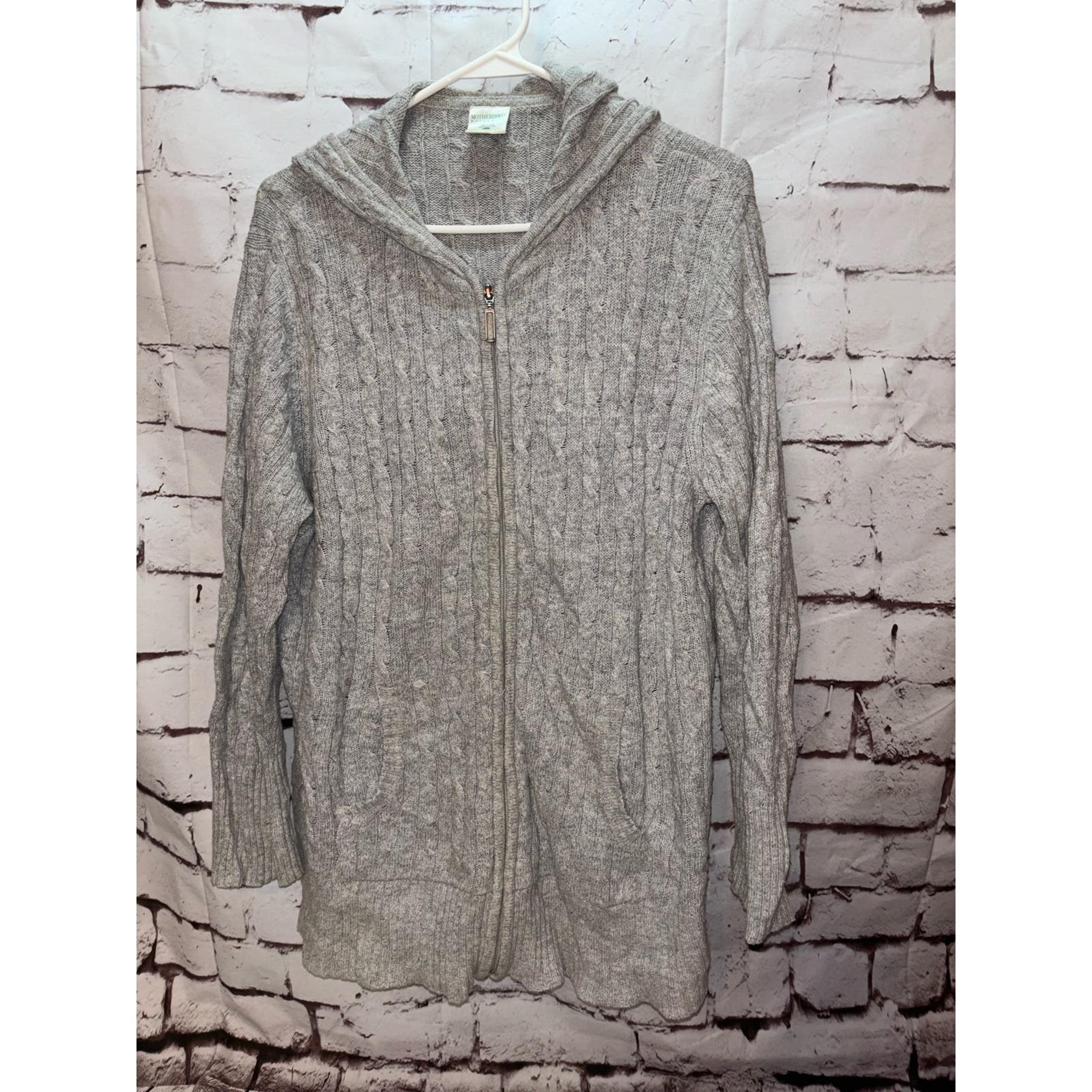 Motherhood Maternity hooded zip-up cable knit sweater (1X)