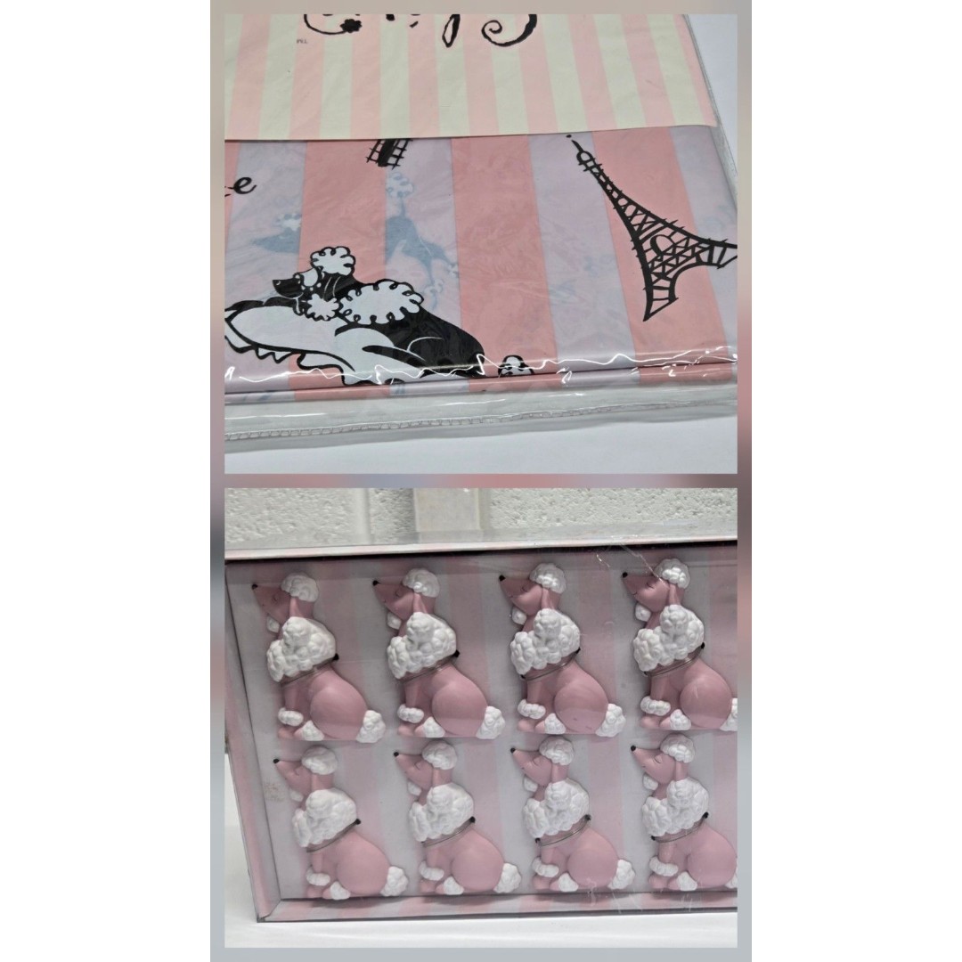 Dept 56 Poodle Shower Curtain And Shower Curtain Hooks BNIP