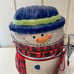 White Blue Snowman Christmas Winter Holiday Candy Treat Ceramic Cookie Jar 2012