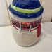 White Blue Snowman Christmas Winter Holiday Candy Treat Ceramic Cookie Jar 2012