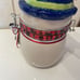 White Blue Snowman Christmas Winter Holiday Candy Treat Ceramic Cookie Jar 2012