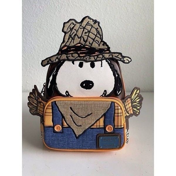 Loungefly Peanuts Snoopy Scarecrow Cosplay Mini Backpack Fall Autumn NEW