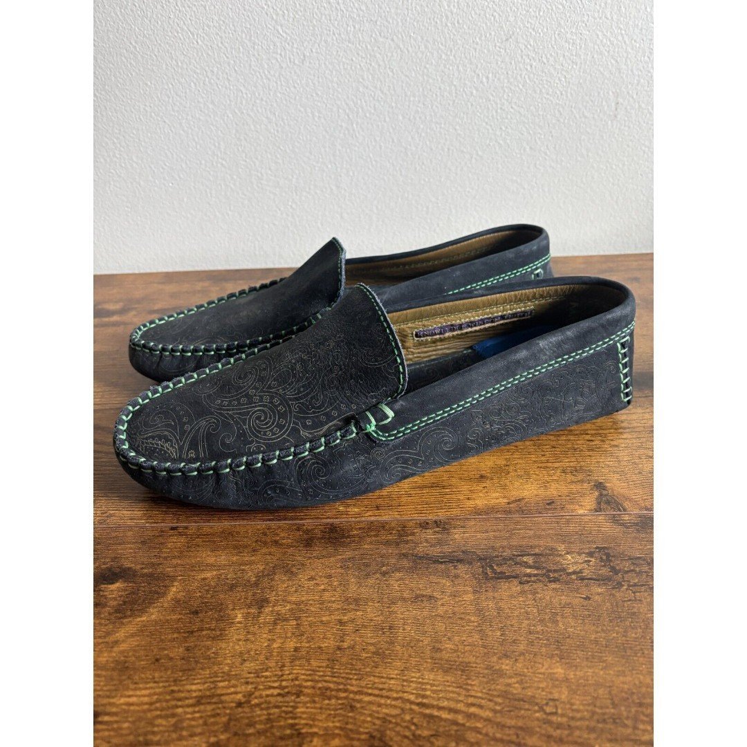 Robert Graham Black Suede Verrazano Driving Loafer men’s size 10.5