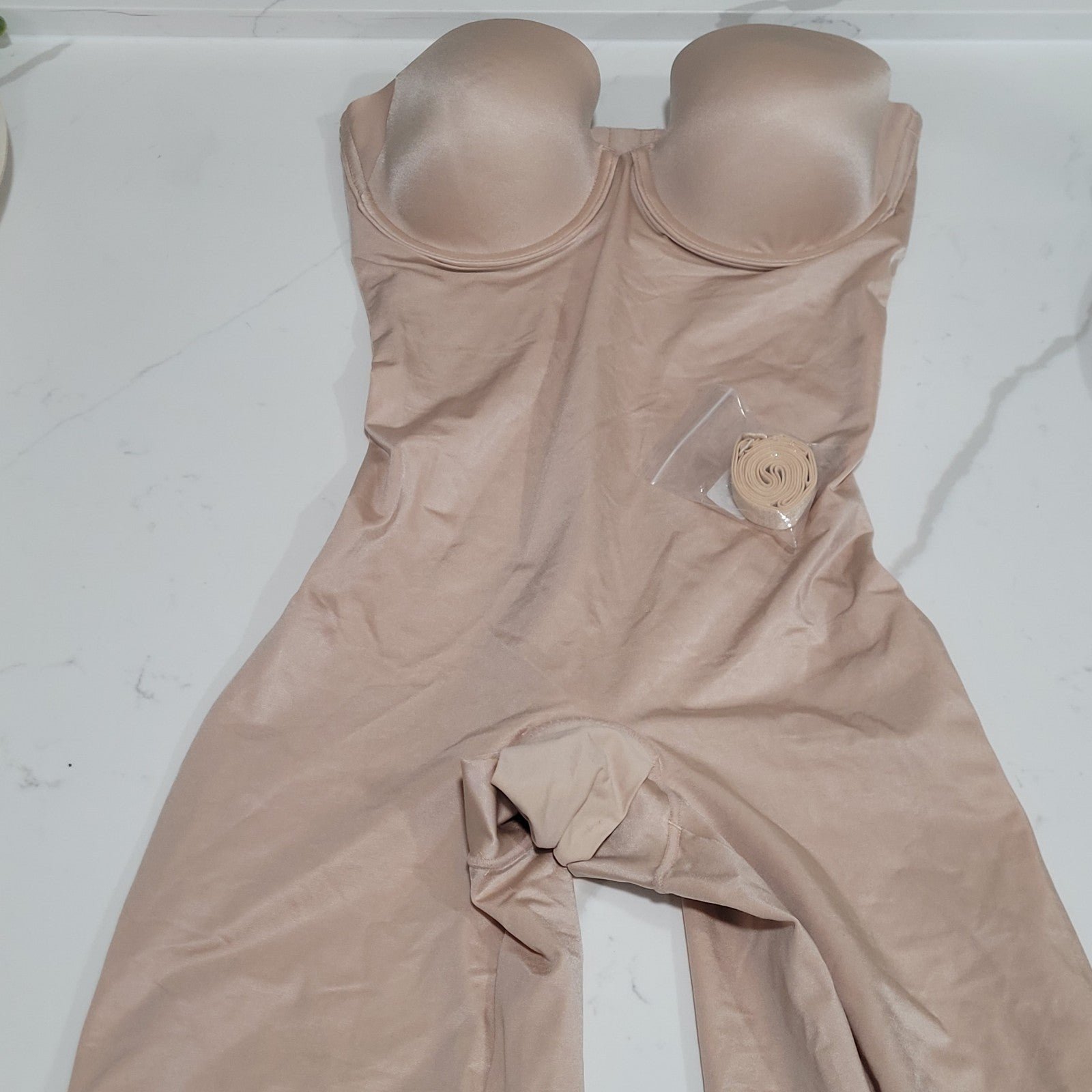 Small Spanx Suit Your Fancy Strapless Cupped Mid Thigh Bodysuit