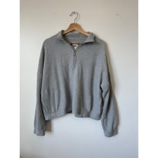 Aerie Grey Waffle Quarter Zip Sweatshirt – Size XL