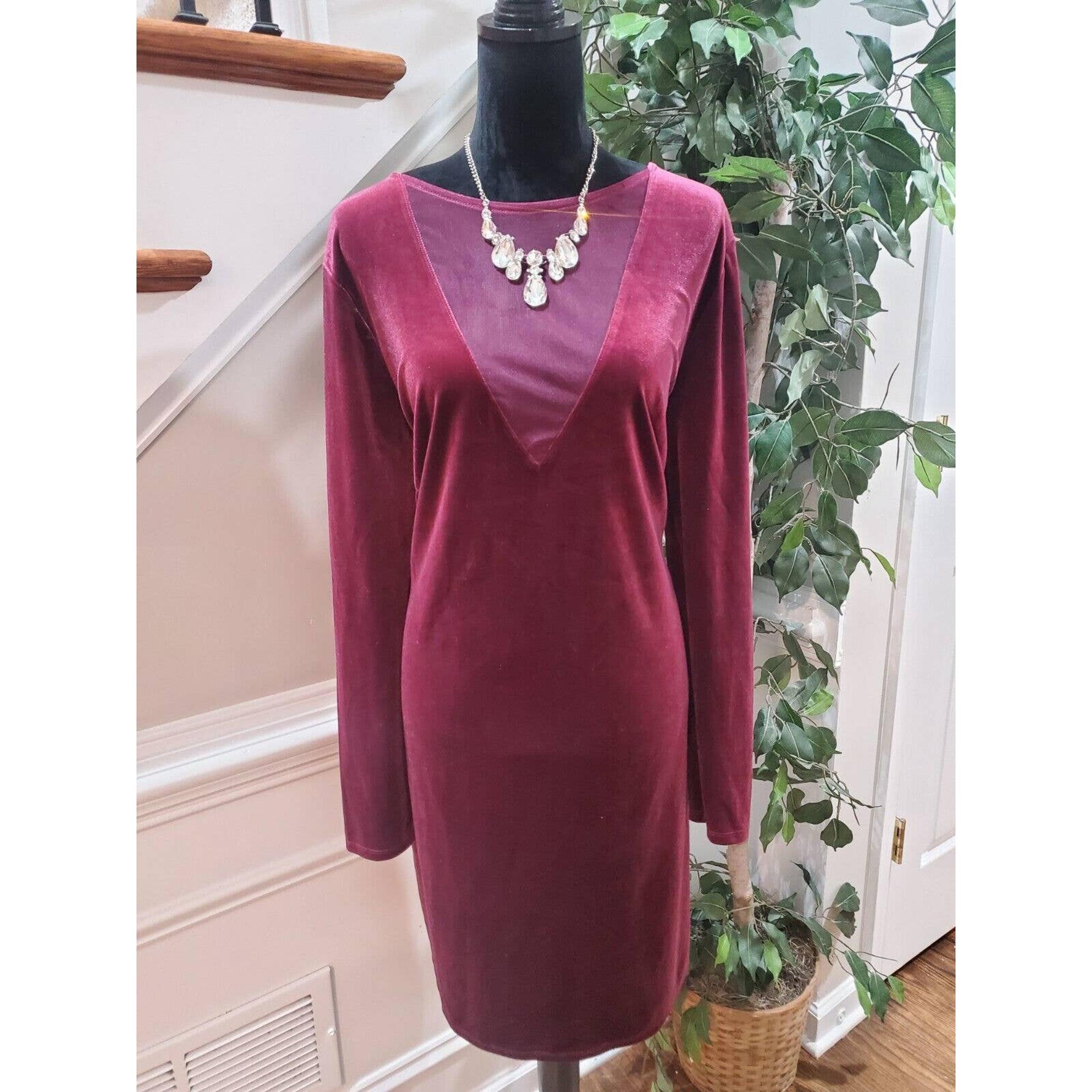 FOREVER 21 Womens Red Polyester Round Neck Long Sleeve Knee Length Dress Size 3X