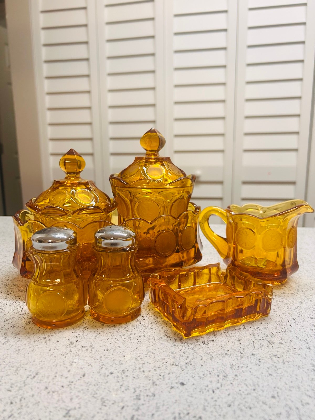 Vintage amber glass set 7 pz