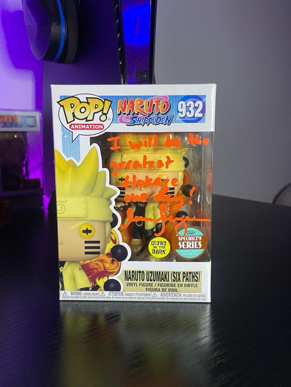 Funko Pop! Naruto Shippuden: Naruto Uzumaki (Six Paths) Glow 932 SIGNED!!