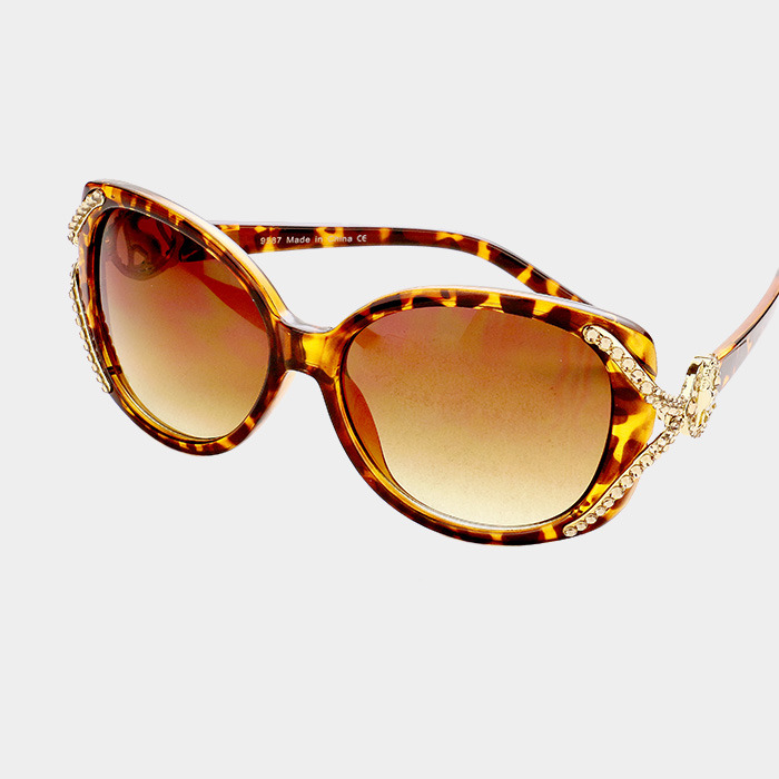 Oversized Crystal Detail Sunglasses