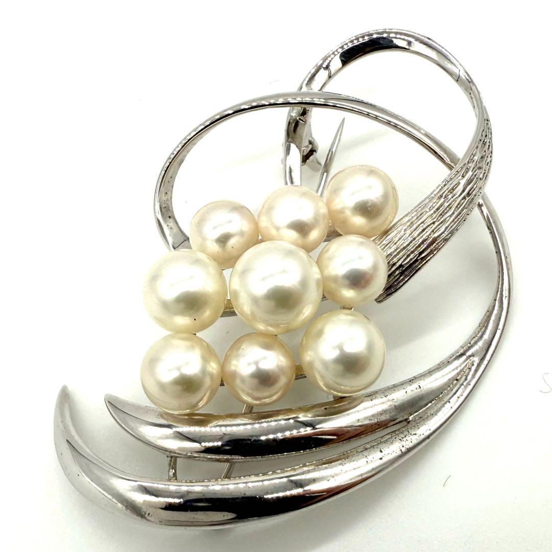 ★Excellent Condition★ MIKIMOTO Mikimoto Pearl Brooch with Hallmark, Silver