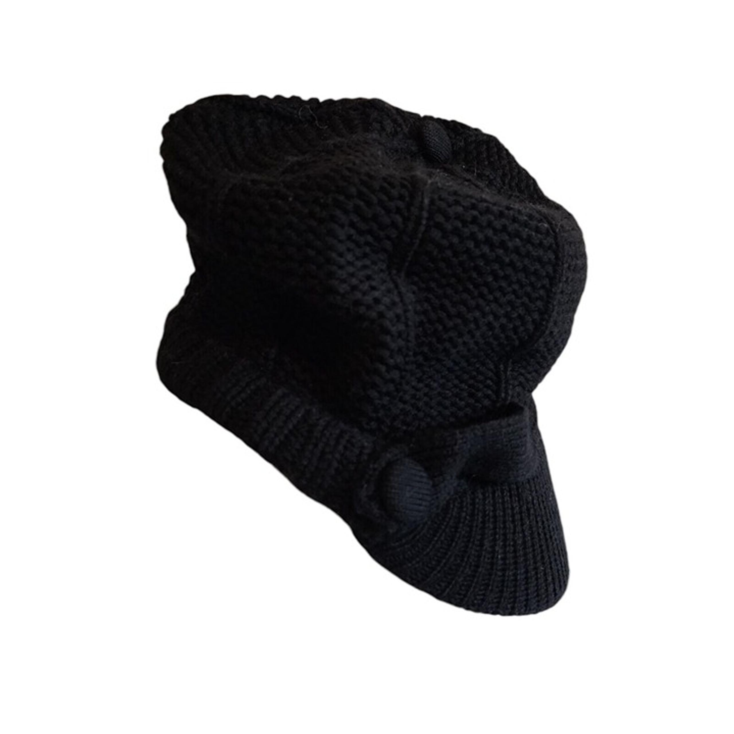 Banana Republic Extra Fine Merino Wool Black Chunky Knit Hat Beanie Womens