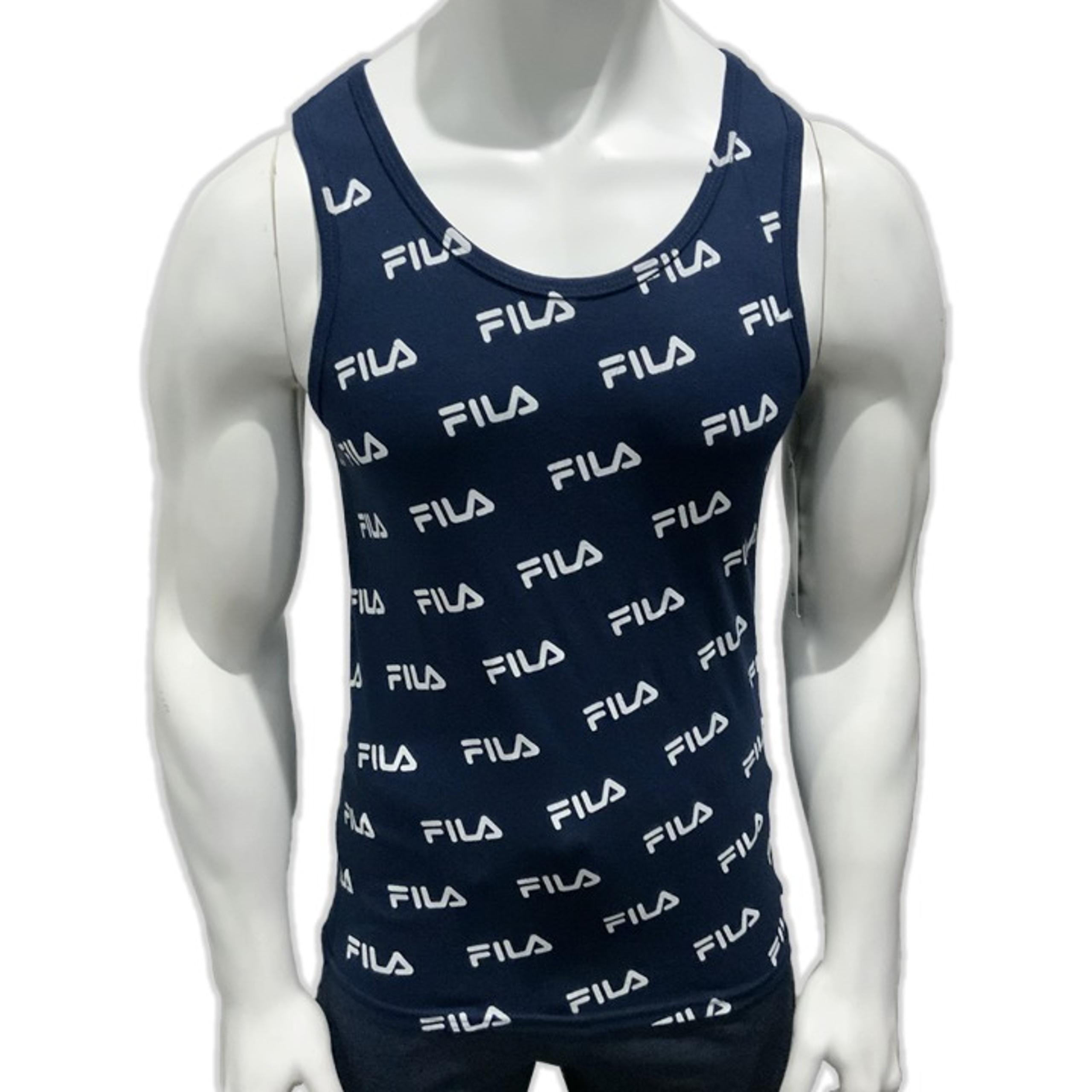 NWT FILA AUTHENTIC AOP MEN'S NAVY BLUE CREW NECK SLEEVELESS TANK TOP SIZE M