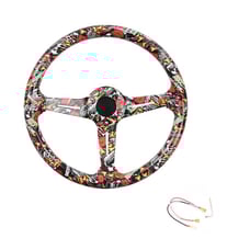 NEW JDM UNIVERSAL 350MM STICKERBOMB Acrylic Deep Dish 6 Holes Steering Wheel