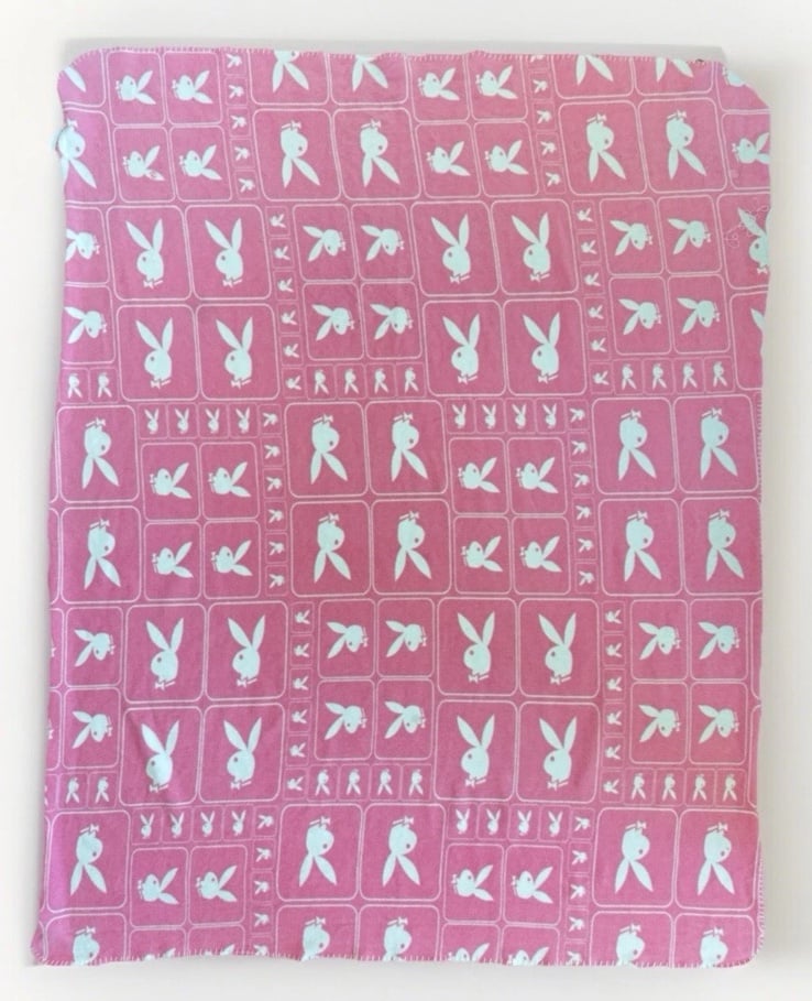 Vintage Playboy Bunny Heads Pink Fleece Blanket
