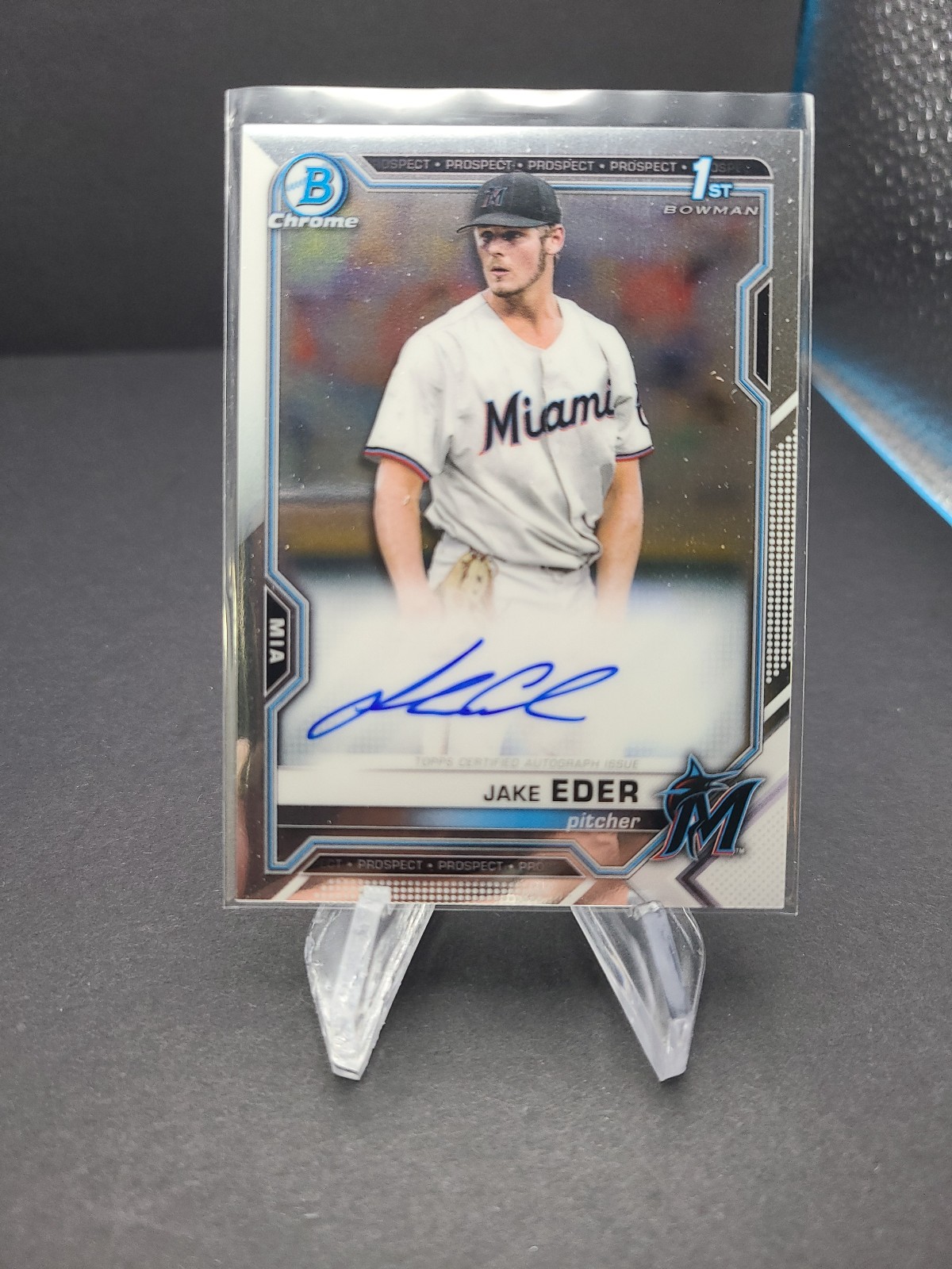 2021 Bowman Chrome 1st JAKE EDER Base Auto Marlins ROOKIE RC Autograph