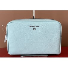 Michael kors Jet Set Charm Large Zip Travel Pouch Clutch Aqua Green NWT 128