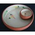Vtg Southwestern painted red clay chili pepper themed chip & dip serving bowl