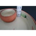 Vtg Southwestern painted red clay chili pepper themed chip & dip serving bowl