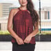 NWT Hawaii's Finest Red Black Pleated Halter Top sz XS NEW
