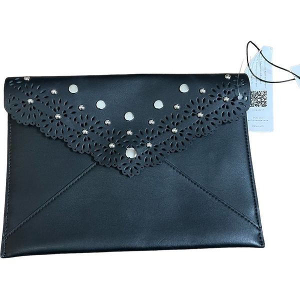 Rebecca minkoff black envelope clutch pouch NWT