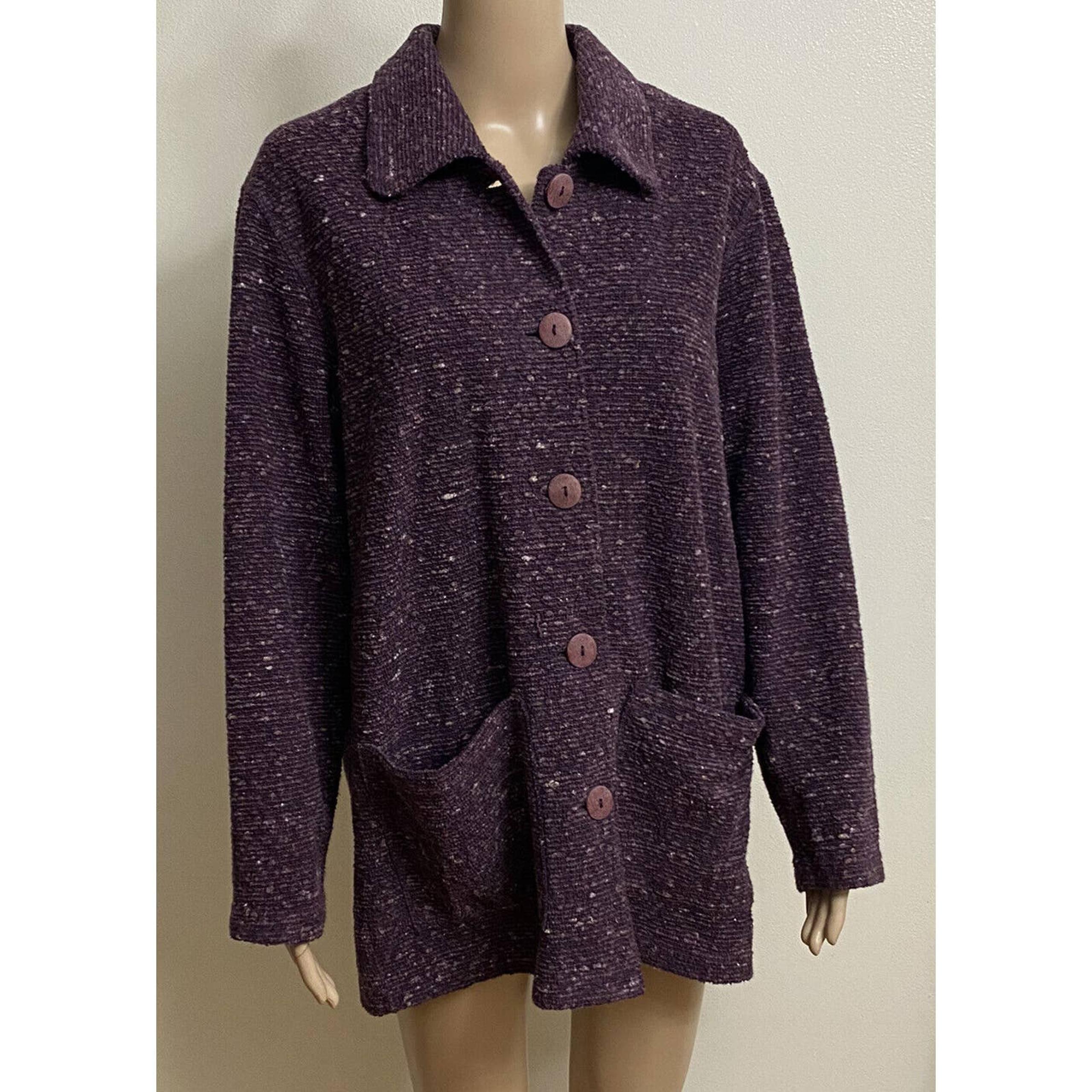 The Territory Ahead Women's Purple Cardigan Button Up Sweater Medium