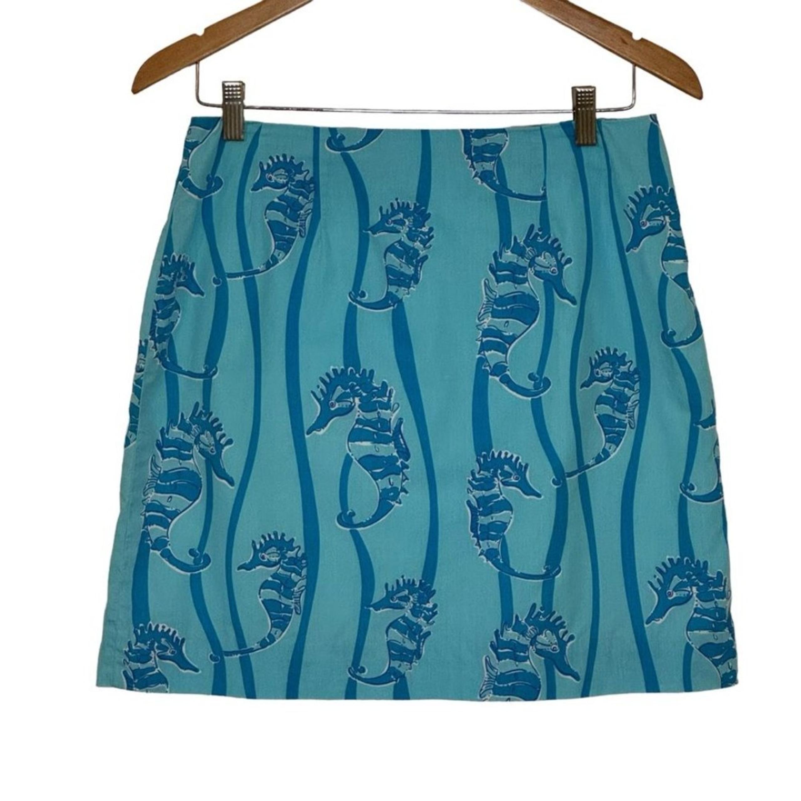 Lilly Pulitzer Women's Seahorse Ocean Tropical Blue Mini Skirt Size 6