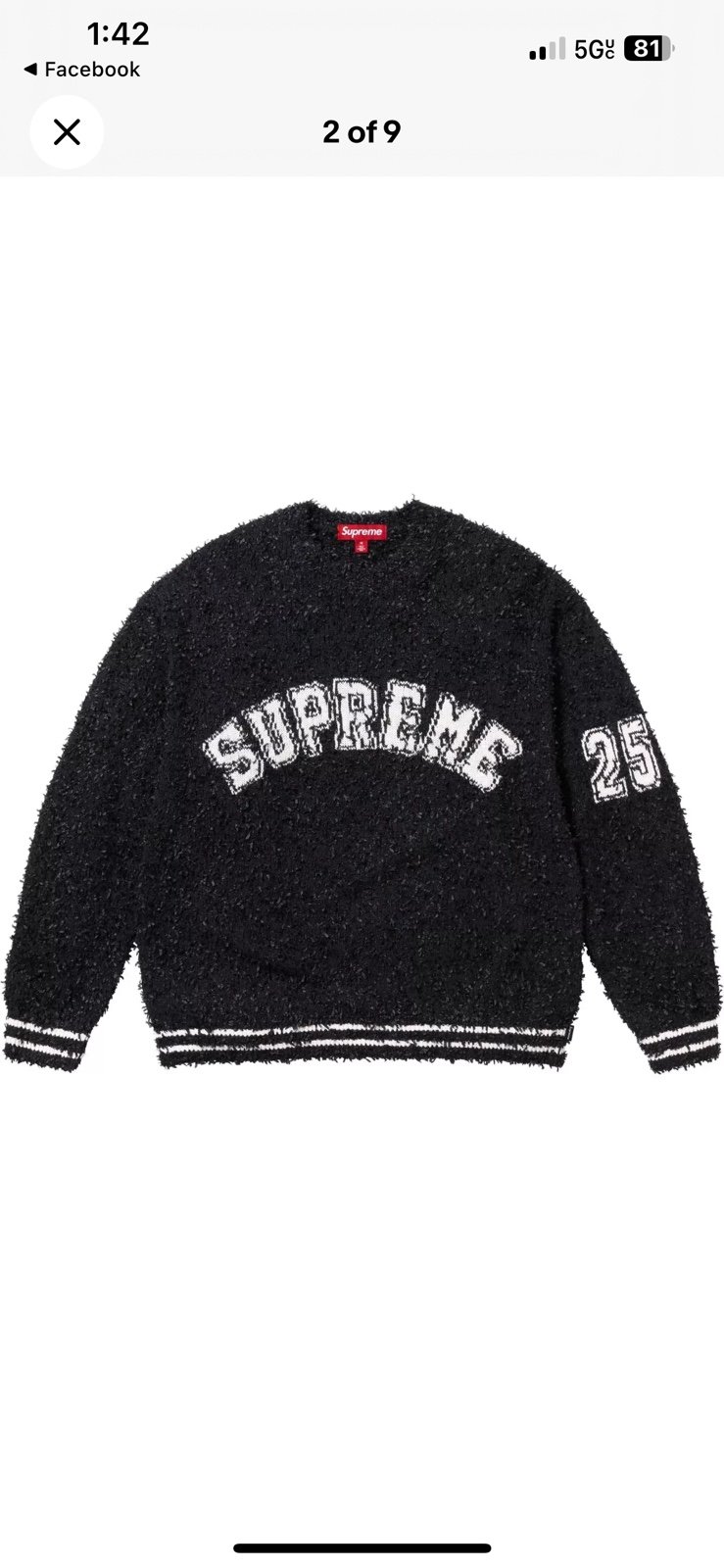 Supreme Textured Arc Sweater Black and White SS25