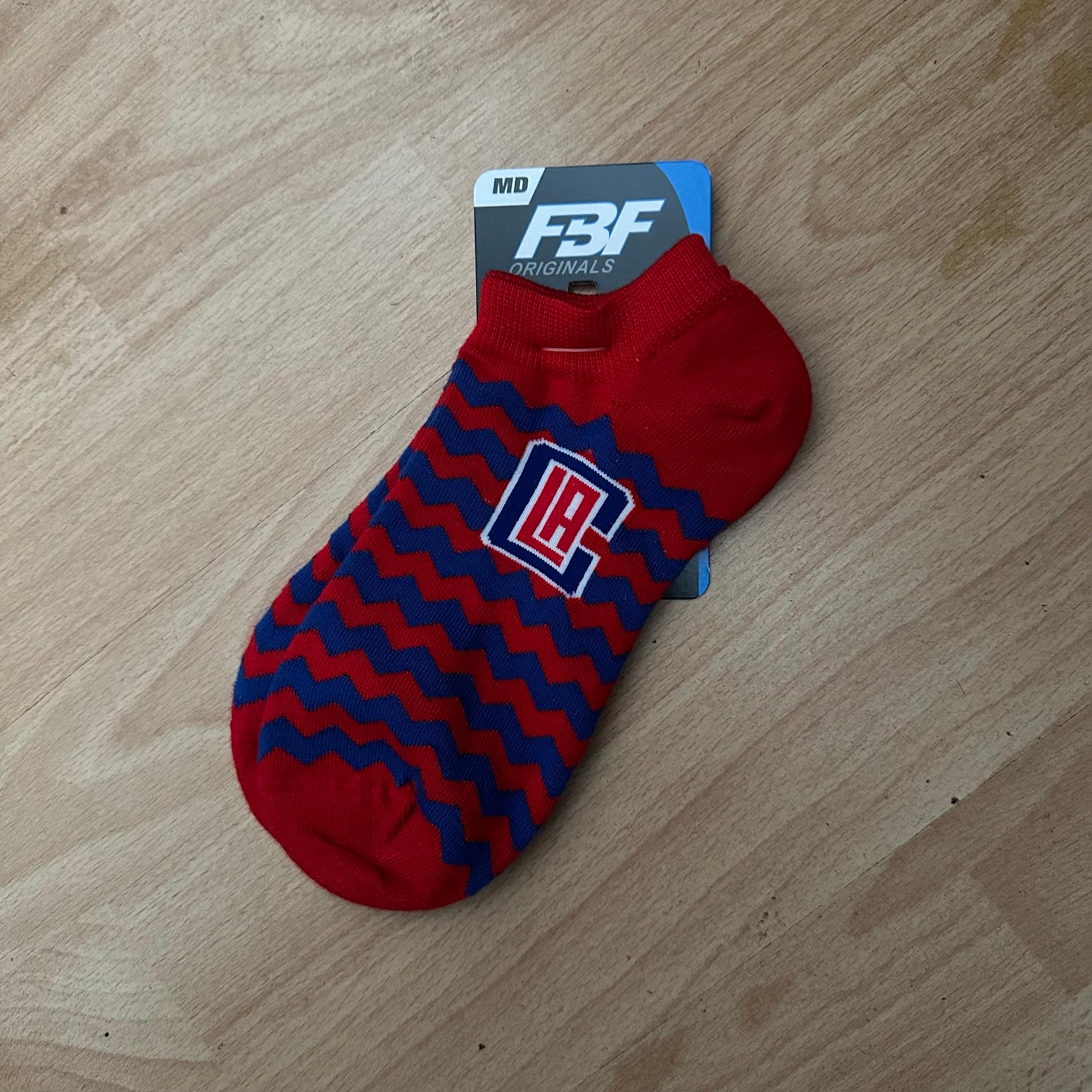 Brand New For Bare Feet Los Angeles Clippers Chevron M Red and Blue Men's Socks