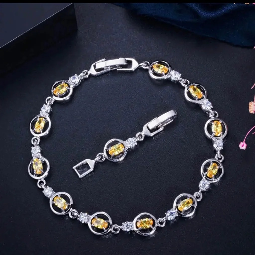 S925 yellow sapphire tennis Bracelet