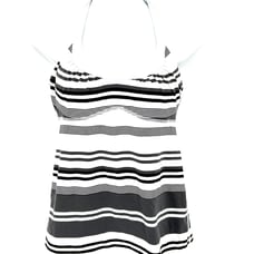 Lululemon Scoop Me Up Black White Stripe Tank II Tank Top w/Bra Cups Size 8