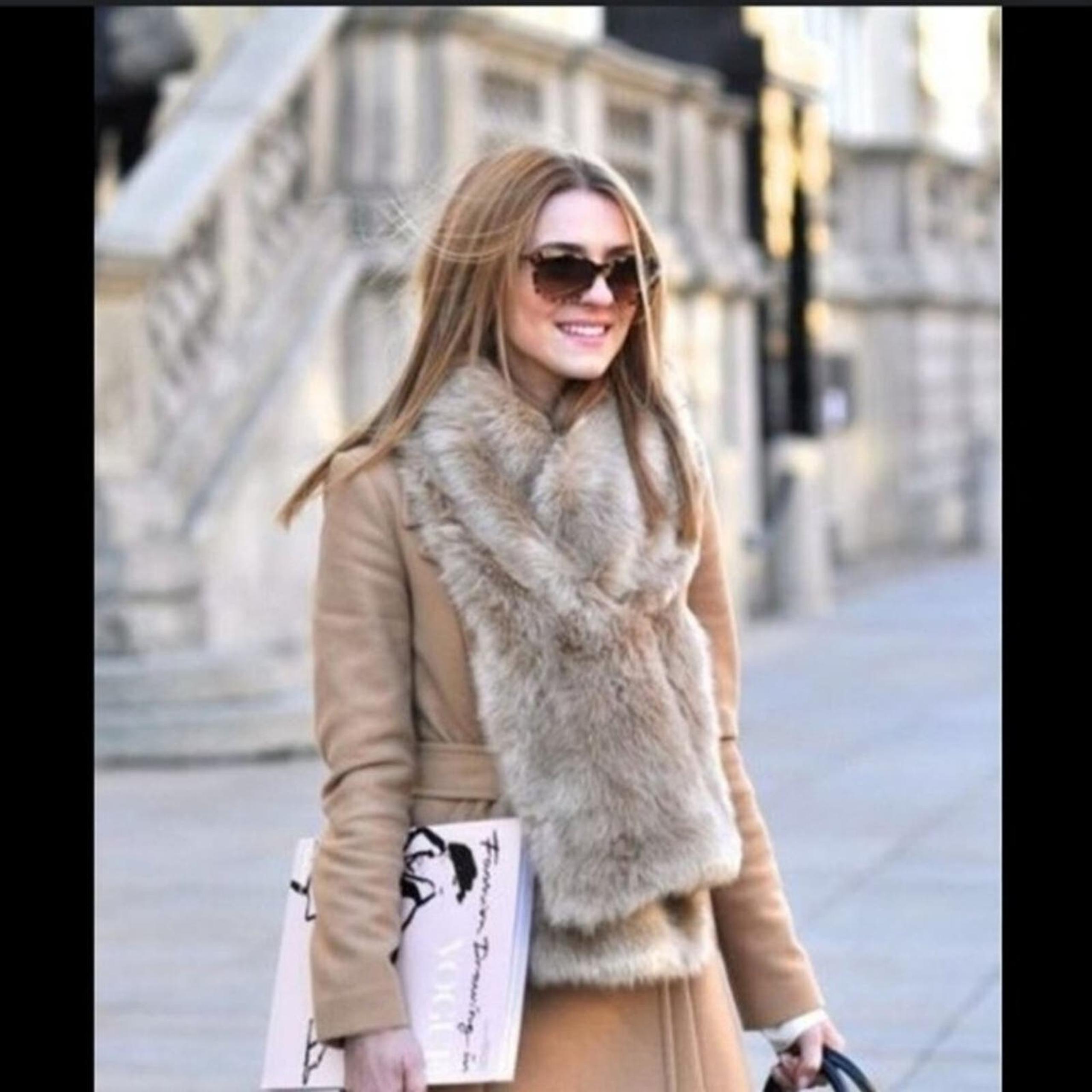 Babaton Aritzia Faux Fur Scraf Tan Brown Grey, NWOT, Never Worn
