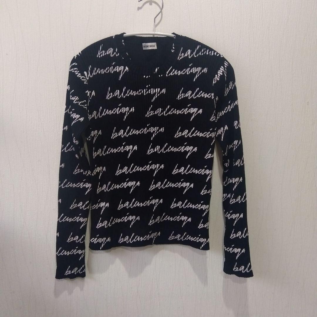 BALENCIAGA ロゴプリント 長袖ニット xs - メルカリ