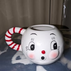 Johanna parker snowman Christmas mug. Vintage decor. Carnival cottage
