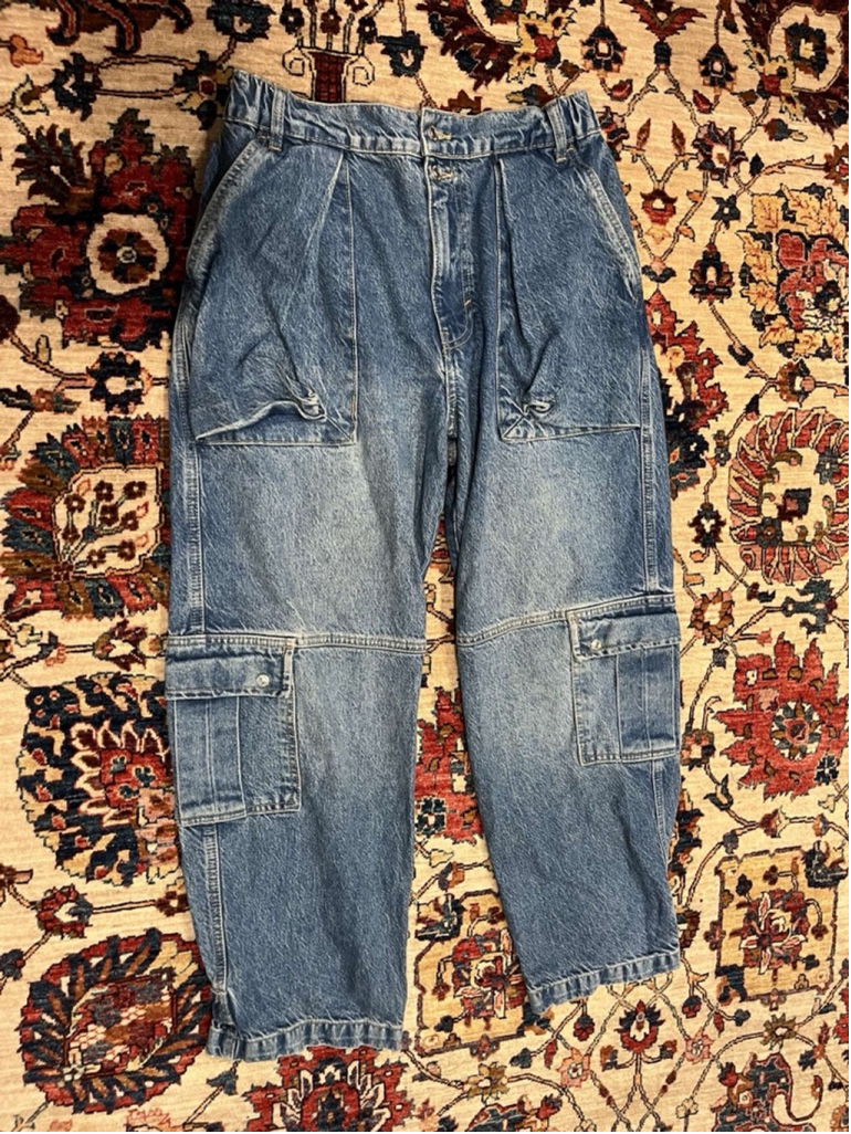 Free People We The Free Marx Slouchy Cargo Washed Blue Boho Jeans Size 29