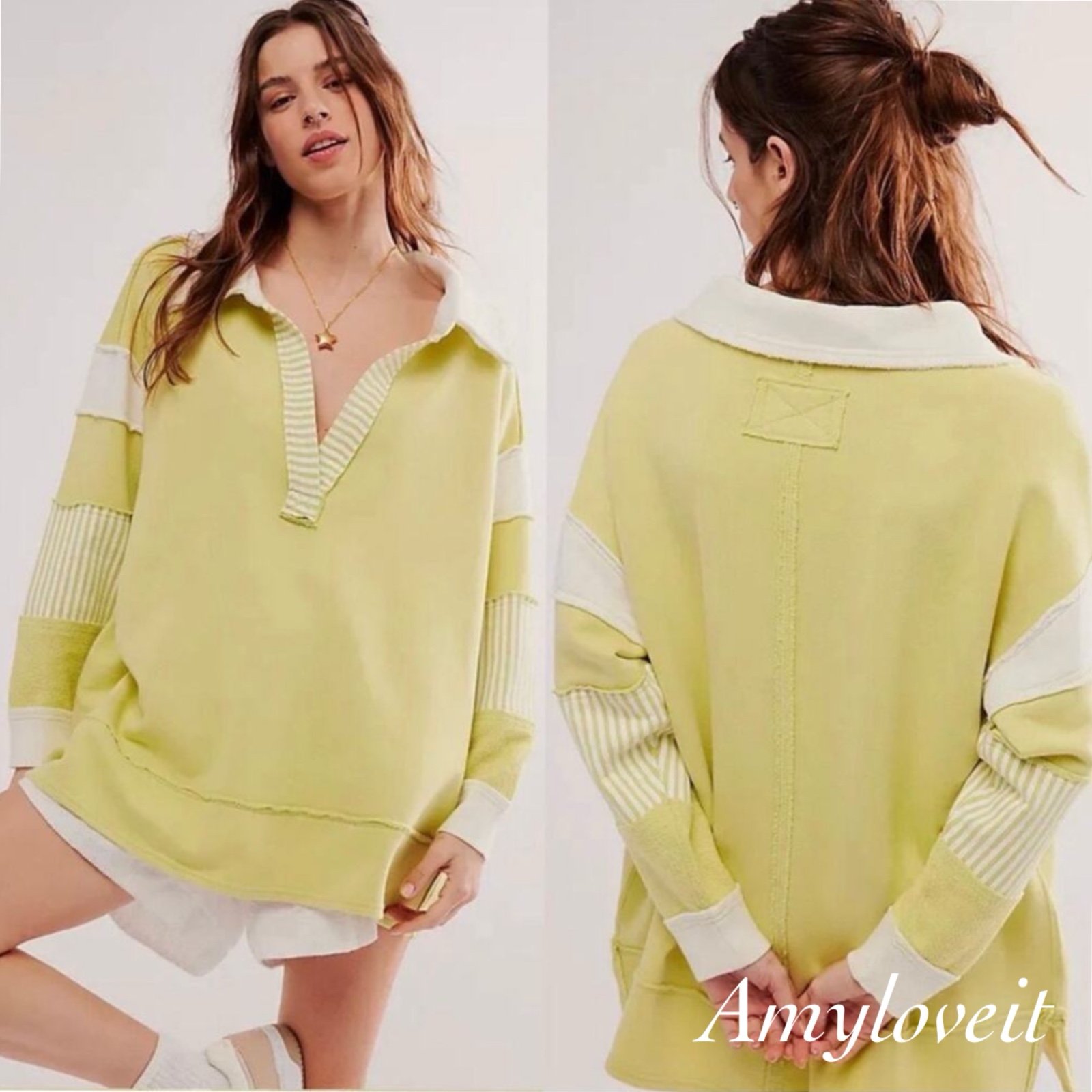 Free People Clean Prep Polo Sweatshirt