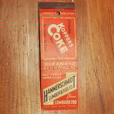 Vintage Hammerschmidt Lumber & Co. Koppers Coke Matchbook Cover-Very Rare/HTF!!
