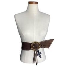 Brown Jeans Belt Women Studded Suede Studded Rodeo Western Cowgirl Large Gold