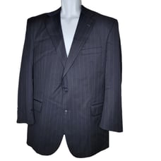 JOS. A. BANK Sport Coat Jacket Blazer 42R Navy Blue & Gray Pinstripes Lined Wool