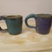 Signed Stonewear Pottery Glazed Coffe Mugs x2