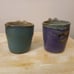 Signed Stonewear Pottery Glazed Coffe Mugs x2