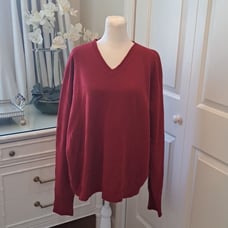 Polo Ralph Lauren Mens Vintage Classic Red Cashmere V-Neck Sweater Size XL