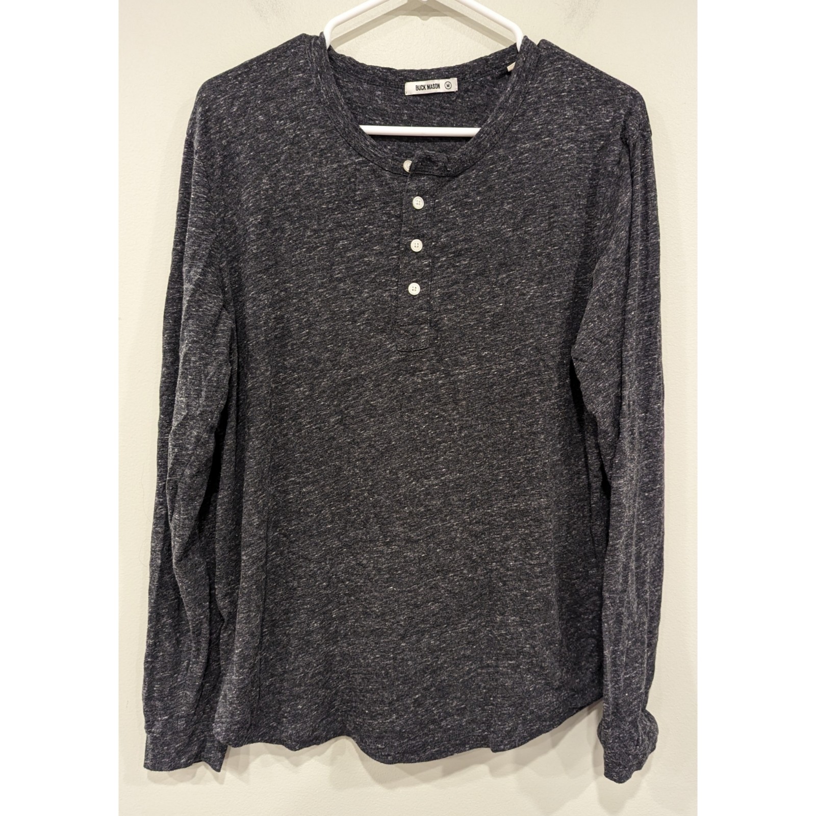 Buck Mason Heathered Charcoal Long Sleeve Top Size Medium