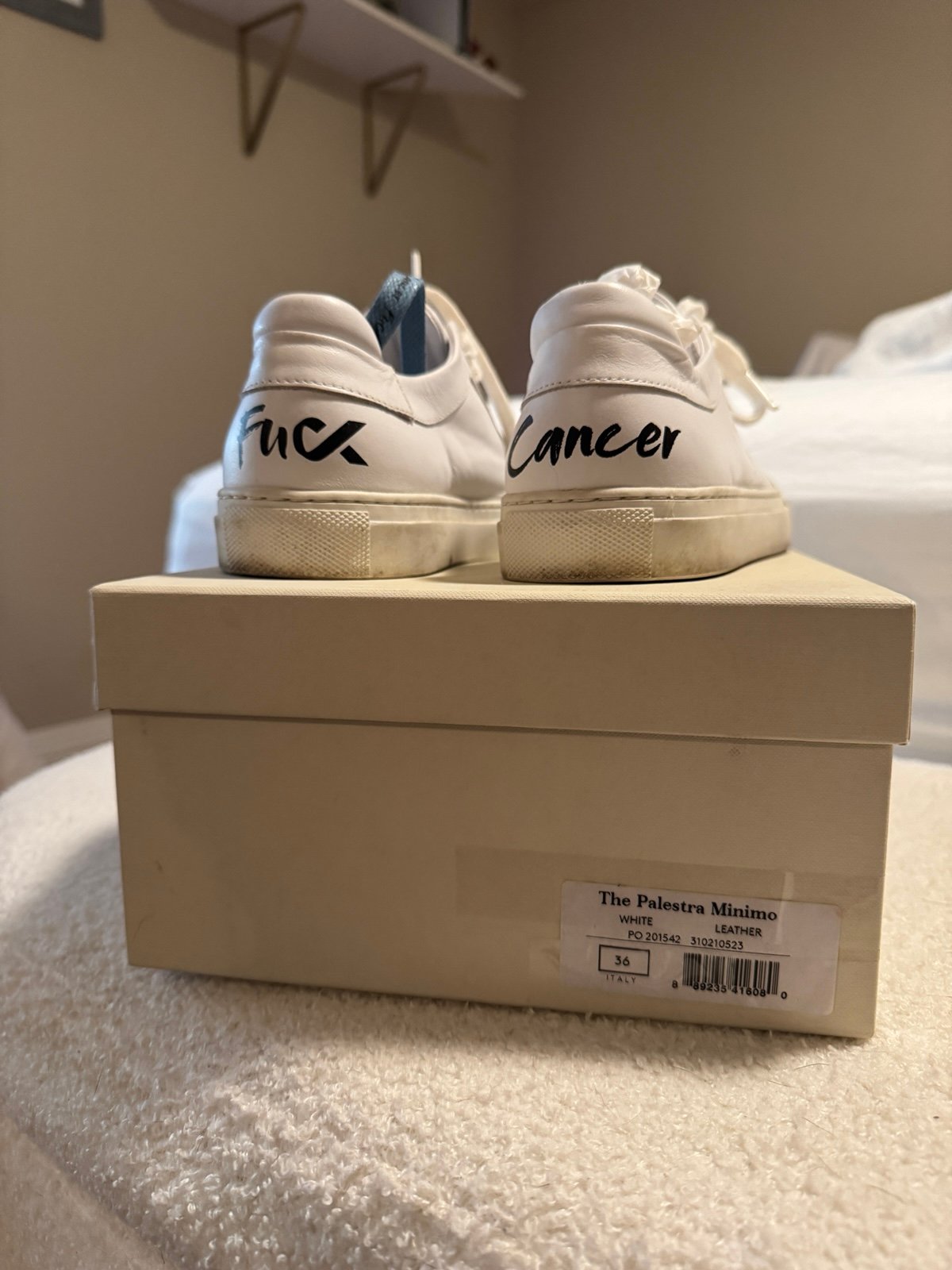 M. Gemi White F Cancer Low Top Sneakers SZ 6