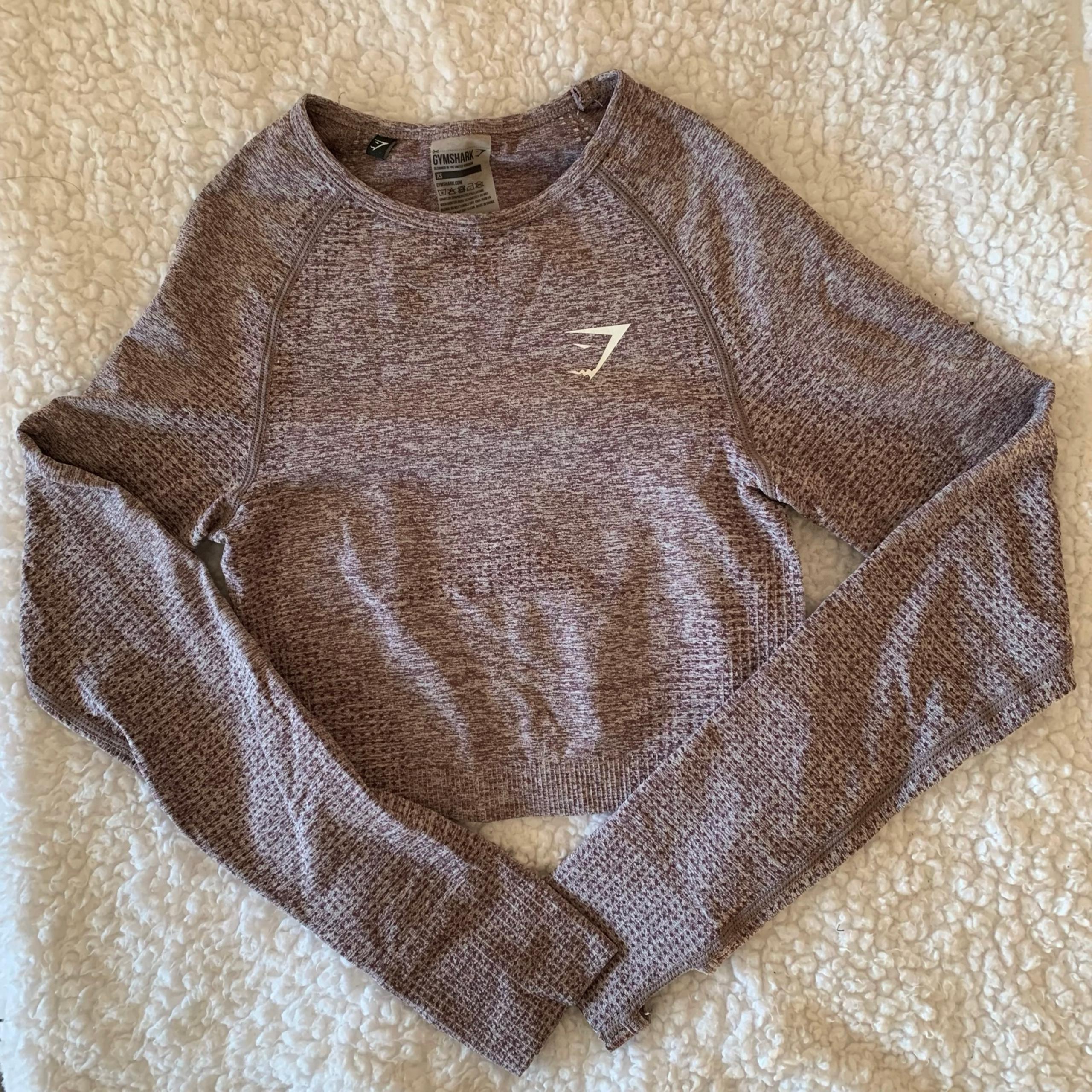 purple heather long sleeve vital seamless crop top workout athletic XS - Gymshark