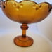 Vintage 1960s Glass Compote in Amber Glass